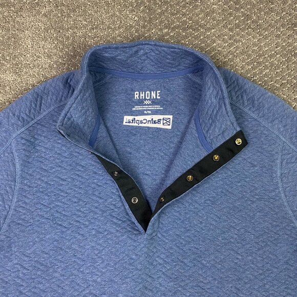 Rhone Weekenders Pullover Men's XL Ocean Blue Heather Snap Sweater Textured - Picture 5 of 11